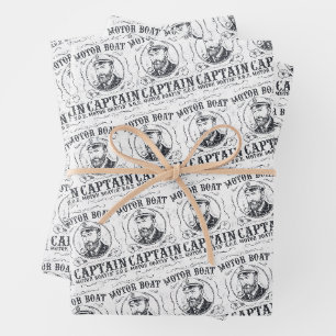 Motorbootkapitein Funny Pontonvaren Inpakpapier Vel