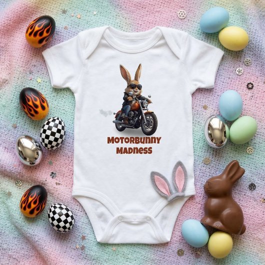 Motorbunny Madness - Cute Biker Rabbit Motorcycle Romper
