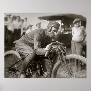 Motorcoureur, 1922. Oude foto Poster