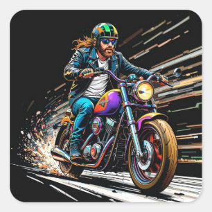 Motorcoureur Racen Vierkante Sticker