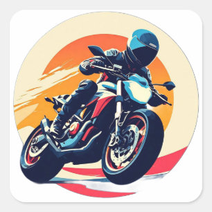 Motorcoureur Racen Vierkante Sticker