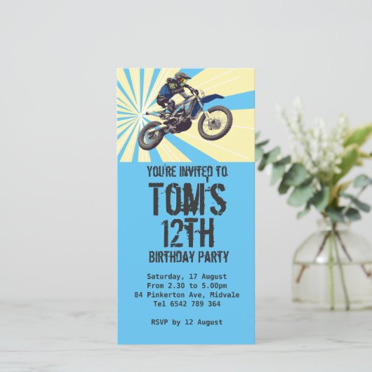 Motorcross Anniversaire Fête Invitation (Debout devant)