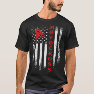 Motorcross Dirt Bike American Flag Patrio T-shirt