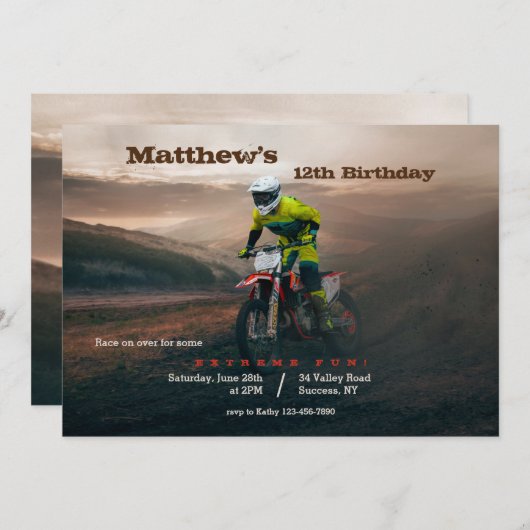 Motorcross Dirt Bike Kaart (Voorkant / Achterkant)