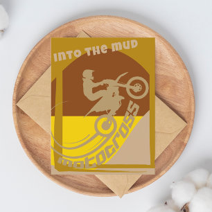 Motorcross dirtbike moto-x in de modder briefkaart