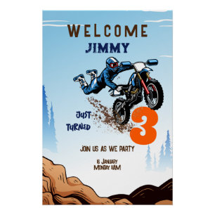 Motorcross Kind Vuil Stuntfiets Verjaardag Perfect Poster