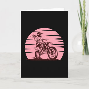 Motorcross Meisje Retro  Roze Kaart