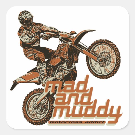 Motorcross racers vierkante sticker (Voorkant)