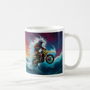 Motorcross Rider Racing the Waves Koffiemok