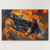 Motorcrosser op een vulkaan legpuzzel (Horizontaal)