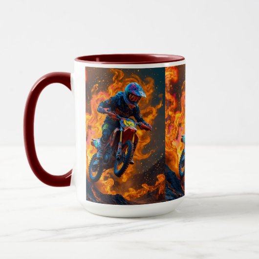 Motorcrosser op een vulkaan mok (Links)