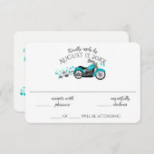 Motorcycle and Hearts Aqua Wedding Response Kaart (Voorkant / Achterkant)