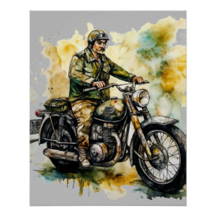  Motorcycle Art Print Classic Design Poster Perfect Poster