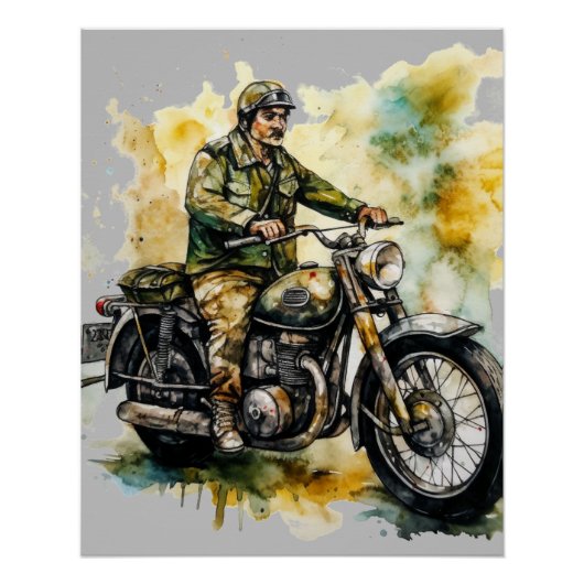  Motorcycle Art Print Classic Design Poster Perfect Poster (Voorkant)