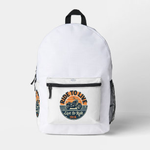 "Motorcycle Backpack Ride to Live-1918 Bedrukte Rugzak