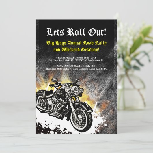 Motorcycle Biker Road Rally Invitation (Debout devant)