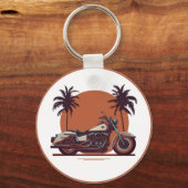  Motorcycle Classic Sunset Beach Biker Cool Sleutelhanger (Voorkant)