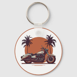  Motorcycle Classic Sunset Beach Biker Cool Sleutelhanger