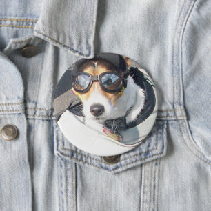 Motorcycle Hog Dog Geboren om te rijden Russell Te Ronde Button 4,0 Cm