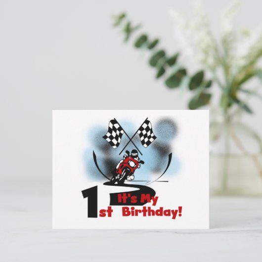 Motorcycle Racing 1e Verjaardag Tshirts en geschen Briefkaart (Staand voorkant)