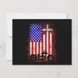  Motorcycle USA Flag Christelijk Geloof voor Bi Bedankkaart