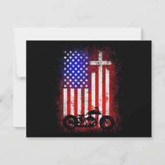  Motorcycle USA Flag Christelijk Geloof voor Bi Bedankkaart