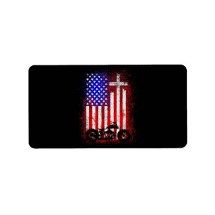 Motorcycle USA Flag Christelijk Geloof voor Bi Etiket