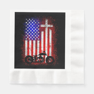  Motorcycle USA Flag Christelijk Geloof voor Bi Servet