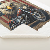 Motorcycle USA Flag Retro Biker Chopper Sherpa Deken (3/4)