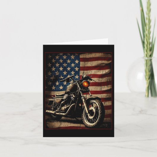 Motorcycle Usa Flag Retro Biker  Kaart (Voorkant)