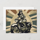  Motorcycle Woman Briefkaart (Voorkant / Achterkant)