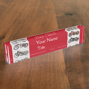 MOTORCYCLI Rood zwart wit Naambordje