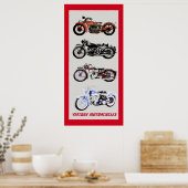  MOTORCYCLI, zwarte rode grijs Poster (Keuken)