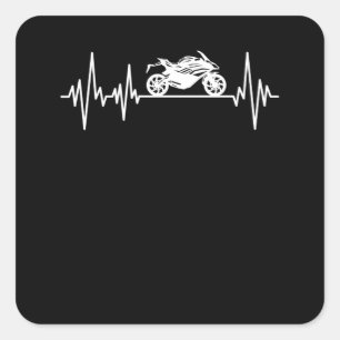 Motorcyclist hartslag biker hartlijnpuls vierkante sticker