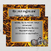 Motorcyle Flames Birthday Invitation Kaart (Voorkant / Achterkant)