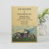 Motorcyle Wedding Invitation Biker Party Kaart (Staand voorkant)