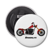 Motorfietafbeelding met snijder button flesopener (Voorkant)