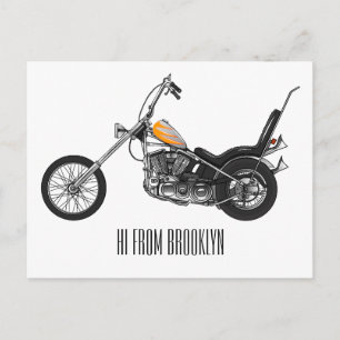 Motorfiets 1950 cartoon, afbeelding briefkaart