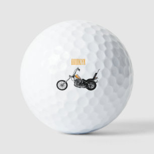 Motorfiets 1950 cartoon, afbeelding golfballen