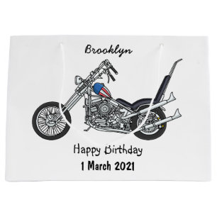 Motorfiets 1950 cartoon, afbeelding groot cadeauzakje