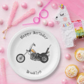 Motorfiets 1950 cartoon, afbeelding papieren bordje (Feest)