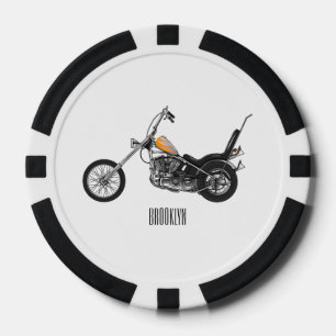 Motorfiets 1950 cartoon, afbeelding poker chips