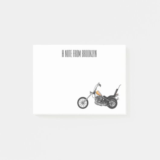Motorfiets 1950 cartoon, afbeelding post-it® notes (Voorkant)