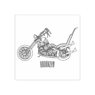 Motorfiets 1950 cartoon, afbeelding rubberstempel