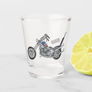 Motorfiets 1950 cartoon, afbeelding shot glas