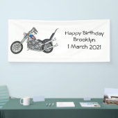 Motorfiets 1950 cartoon, afbeelding spandoek (Beurs)