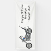 Motorfiets 1950 cartoon, afbeelding spandoek (Verticaal)