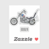 Motorfiets 1950 cartoon, afbeelding sticker (Vel)