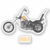 Motorfiets 1950 cartoon, afbeelding sticker (Voorkant)