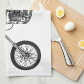 Motorfiets 1950 cartoon, afbeelding theedoek (Quarter Fold)